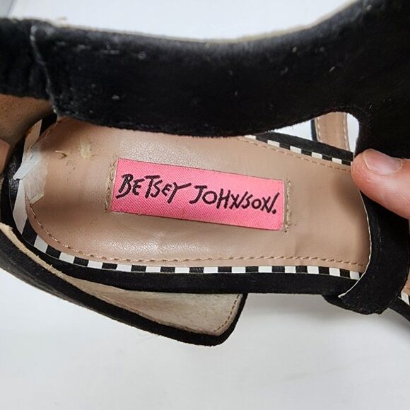 Betsy Johnson "Ryan" Black Fabric Open-Toed Heel, Women's 9 - Picture 5 of 7